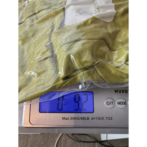 Aakaa Chartreuse Satin Draped Midi Dress Sz M Green V-Neck Ruched Cocktail Chic - Picture 13 of 13